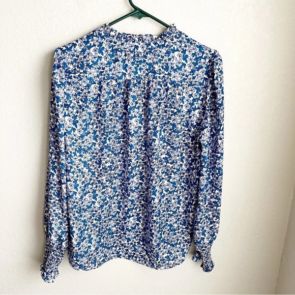 sale COOPER & Ella Blue Ditsy Floral Button Down Pleasant Blouse S - Picture 3 of 10